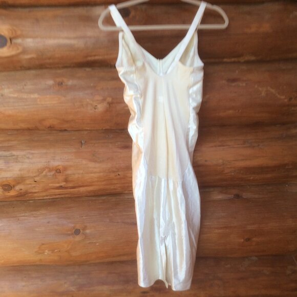 Vintage Crown-Ette Ivory 4423 Shaper Second Skin Satin Bra Full Slip Spandex 38C - Picture 2 of 4